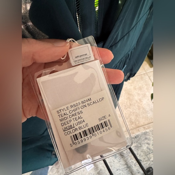 Self-Portrait Dark Teal Long Sleeve Dress BNWT size 4 - Picture 7 of 7